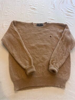 True Vintage Ralph Lauren 100% Wool Beige Sweater Size Small. Rare Unique Item